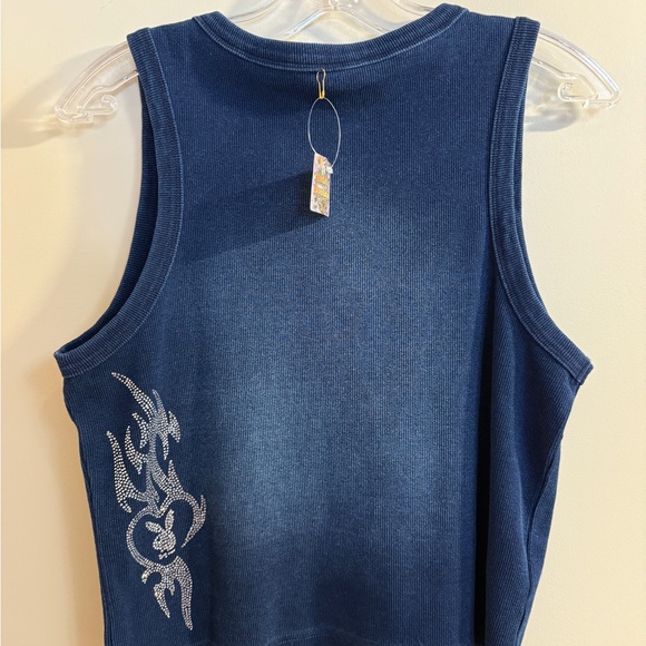 PLAYBOY Navy Ribbed Tank with Rhinestone Logo - Picture 4 of 5